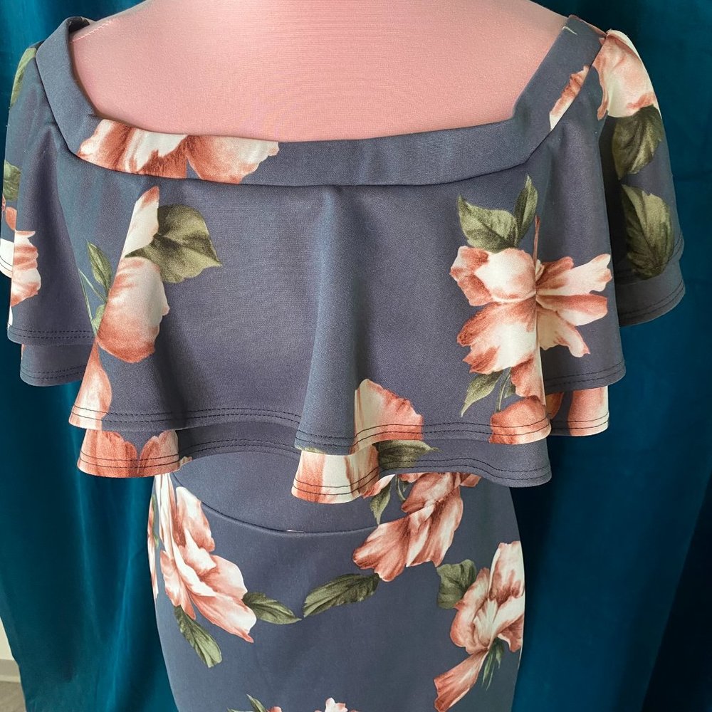 Blooms In The City Off Shoulder Floral Ruffle Mini Dress - Picture 2 of 9